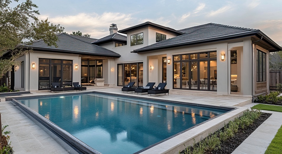 modern home with a pool